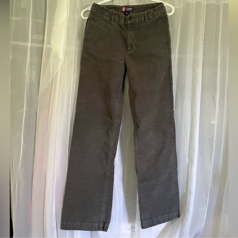Corduroy Grey Straight Leg Chaps Pants